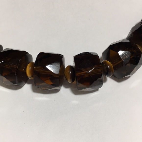GEMS EN VOGUE SMOKEY QUARTZ AND TIGER EYE NECKLACE - Picture 5 of 8